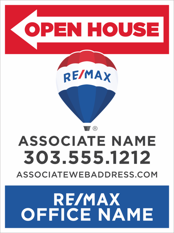 18Wx24H Vertical Yard Sign Directional Open House Top - Image 2