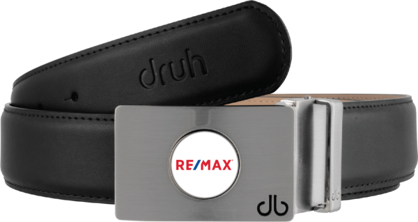 RE/MAX Ball Market Belt Buckle with Leather Strap