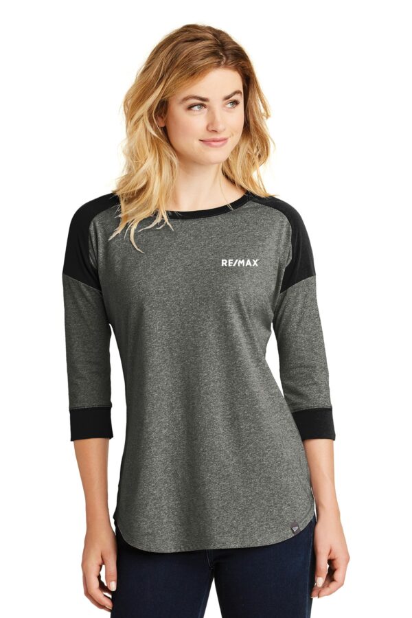 RE/MAX New Era Ladies Heritage BLend 3/4 Sleeve Baseball Raglan Tee