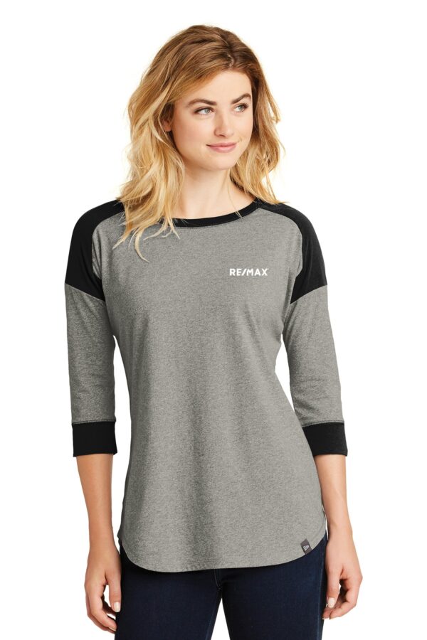 RE/MAX New Era Ladies Heritage BLend 3/4 Sleeve Baseball Raglan Tee - Image 2