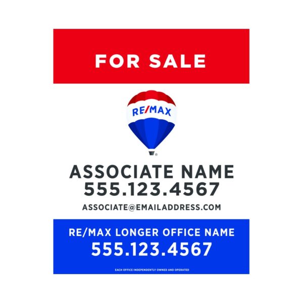 24Wx30H Vertical Property Sign Alternate darker red and darker blue bars - Image 3