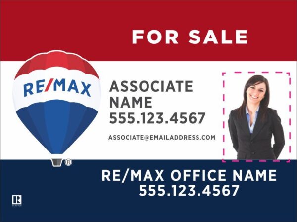 24x18 Horizontal Property Signs Darker Red & Darker Blue Bars